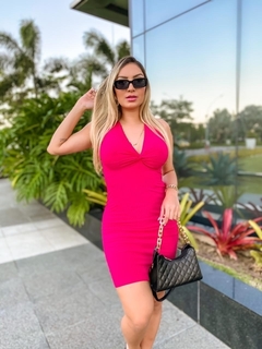 Vestido Curto Canelado Nozinho Pink - Ímpeto Modas