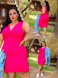 Vestido Midi Canelado Nozinho Plus Size Pink