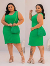 Vestido Midi Canelado Regata Plus Size Verde Esmeralda