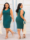 Vestido Midi Canelado Regata Plus Size Verde Jade