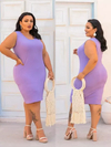 Vestido Midi Canelado Regata Plus Size Lilás