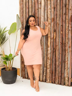 Imagem do Vestido Midi Canelado Regata Plus Size Rosê