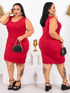 Vestido Midi Canelado Regata Plus Size Vermelho