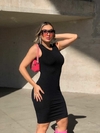 Vestido Midi Canelado Regata Preto