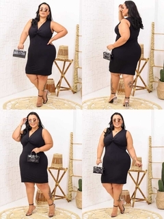 Vestido Midi Canelado Nozinho Plus Size Preto