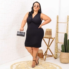 Vestido Midi Canelado Nozinho Plus Size Preto na internet