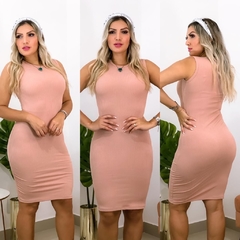 Vestido Midi Canelado Regata Rosê