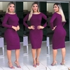 Vestido Midi Ombro a Ombro Manga Longa Roxo