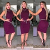 Vestido Midi Canelado Gola Alta Sem Manga Roxo