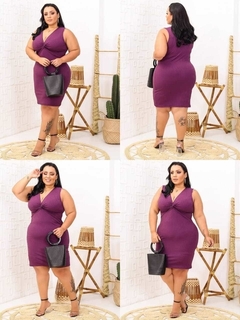 Vestido Midi Canelado Nozinho Plus Size Roxo