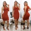 Vestido Curto Canelado Nozinho Terracota