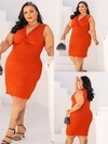 Vestido Midi Canelado Nozinho Plus Size Terracota