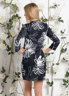 Vestido Tubinho Estampado com Mangas 7/8 Franciele - comprar online