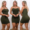 Vestido Curto Canelado Alcinha Verde Militar