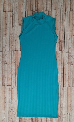 Vestido Midi Canelado Gola Alta Sem Manga Tiffany - comprar online