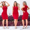 Vestido Midi Canelado Regata Vermelho