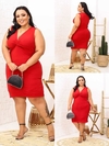 Vestido Midi Canelado Nozinho Plus Size Vermelho