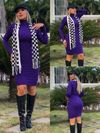 Vestido Midi Gola Alta Manga Longa Violeta