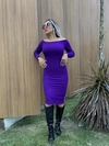 Vestido Midi Ombro a Ombro Manga Longa Violeta - comprar online