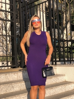 Vestido Midi Canelado Regata Violeta - comprar online