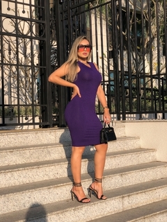 Vestido Midi Canelado Regata Violeta - Ímpeto Modas