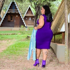 Vestido Midi Canelado Nozinho Plus Size Violeta na internet