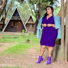 Vestido Midi Canelado Nozinho Plus Size Violeta - Ímpeto Modas