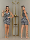 Vestido Curto Canelado Nozinho Zebra