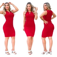 Vestido Midi Canelado Regata Vermelho - comprar online