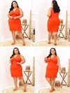 Vestido Midi Canelado Nozinho Plus Size Laranja