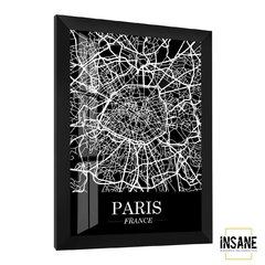 Quadro Mapa Cidade Paris França - Fundo Preto - comprar online