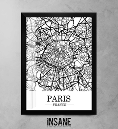 Quadro Mapa Cidade Paris França - Fundo Branco