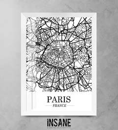 Quadro Mapa Cidade Paris França - Fundo Branco na internet