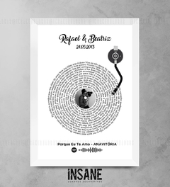 Quadro Letra de Música Vinil Spotify Personalizado - Insane Quadros Decorativos