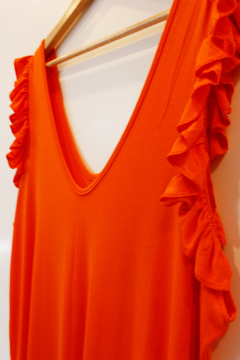 Vestido Liso con Volados Hombreras - comprar online