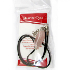 Colar de pedra rolada e cristal - Quartzo Rosa - comprar online