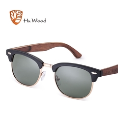 ÓCULOS DE SOL UNISSEX HU WOOD BAMBOO MEIO ARO RETRÔ POLARIZADO - REF. GR8005 - loja online