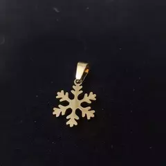 Dije gota de nieve acero dorado