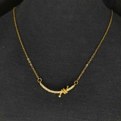 collar con dije acero dorado y plateado