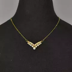 collar dije con perlas acero dorado y plateado