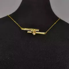 collar con dije corazon y strass acero dorado y plateado