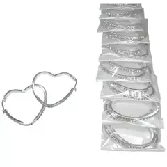 aro forma corazon acero blanco con strass 39mm tira de 12 pares