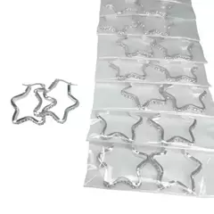 Aro forma de estrella con strass 30mm acero blanco