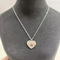 Collar acero blanco corazón con ojo