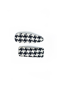 Tic Tac Clips Houndstooth Preto e Branco (Par)