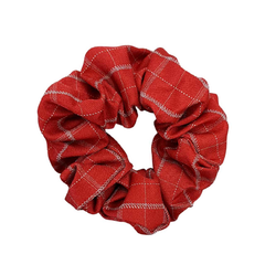 Elástico Xuxinha Scrunchie em Tecido xadrez vermelho