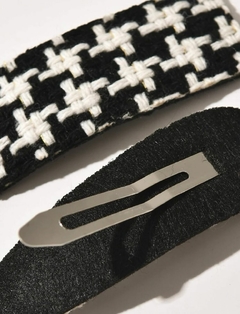 Tic Tac Clips Houndstooth Preto e Branco (Par) na internet