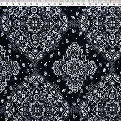 Tricoline Estampado - Bandana Preta tecido 100% algodão patchwork costura criativa