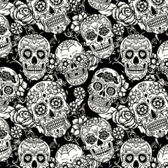 Tricoline Estampado - Caveiras Mexicanas Preto Fat Quarter