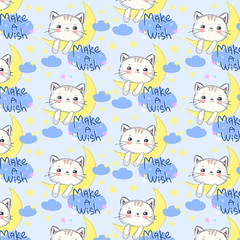 Tricoline Estampado - Gatinho Lua Fat Quarter